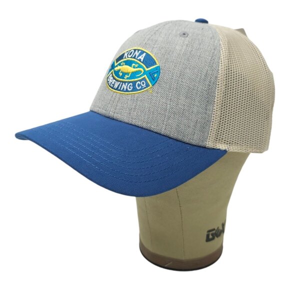 Kona Brewing Co Snapback Cap Embroidered Chino Twill Mesh Trucker Baseball Hat - Picture 2 of 13